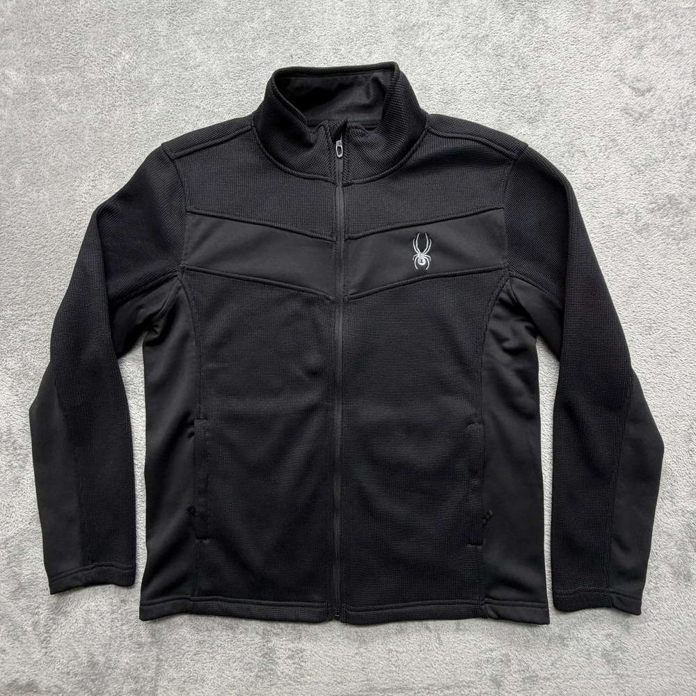 Spyder Jacket Mens L Black Full Zip Fleece Lined Activewear SPFED073-001‎